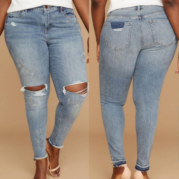 lane bryant embroidered jeans
